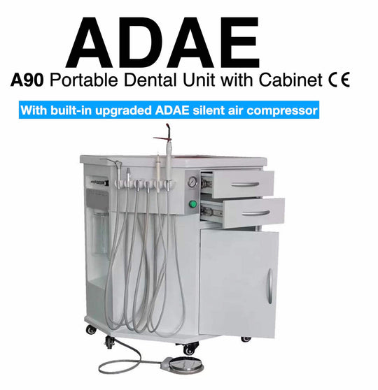 ADAE A90 portable dental unit with cabinet and built-in silent air compressor