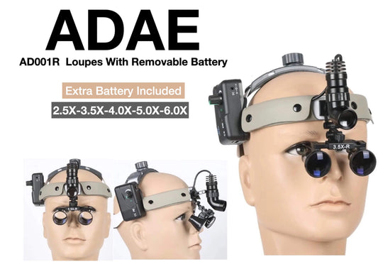 ADAE AD001R dental loupes with removable battery