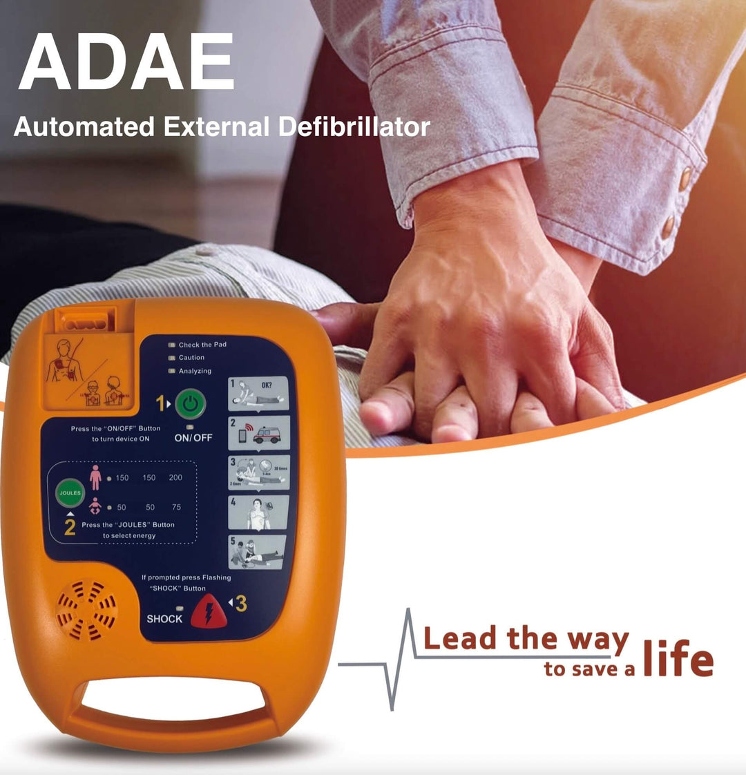 ADAE AED automated external defibrillator